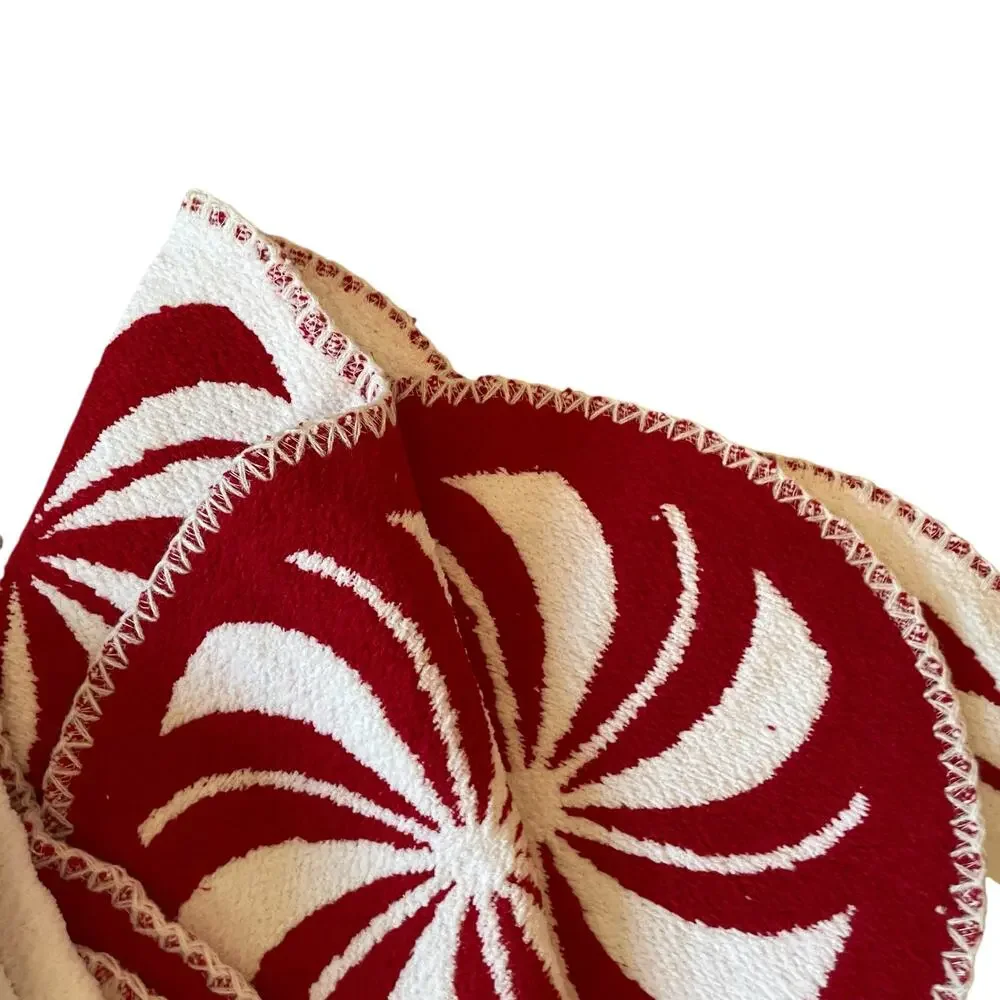 Martha Stewart Christmas Throw 50x70 Holiday Peppermint Candy Red White NEW